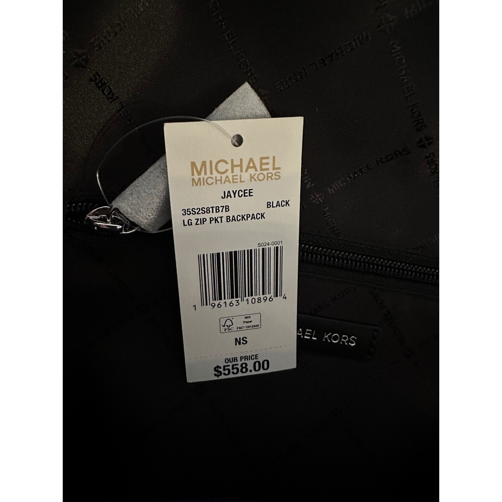 Michael Kors Jaycee Large Zip Pocket Backpack Black Signature 35S2S8TB7B NEW - Picture 8 of 8